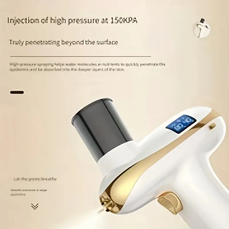 USB Rechargeable Nano High-Pressure Facial Hydration Spray Device with Blue & Red LED Skin Care, 1000mAh Lithium Polymer Battery, 36V Handheld Portable Skin Moisturizer and Tester