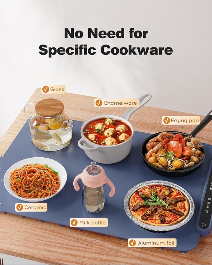 iTRUSOU Electric Food Warming Mat - 3-Setting Full-Surface Tray