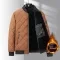 Mens Rhombic-Sewing Cotton Coat Thickened Winter Baseball Jacket with Casual Solid Color Design