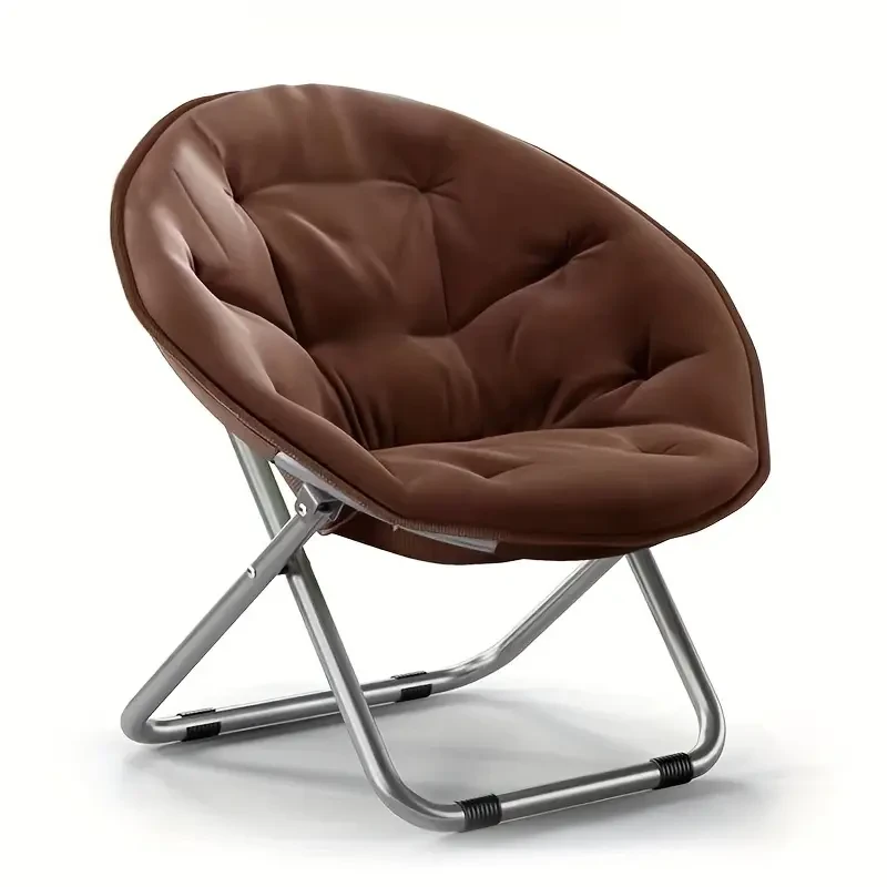Ergonomic Outdoor Lounge Chair - Foldable, Solid Back with Footrest, Cotton & Sponge Padding, Steel Frame