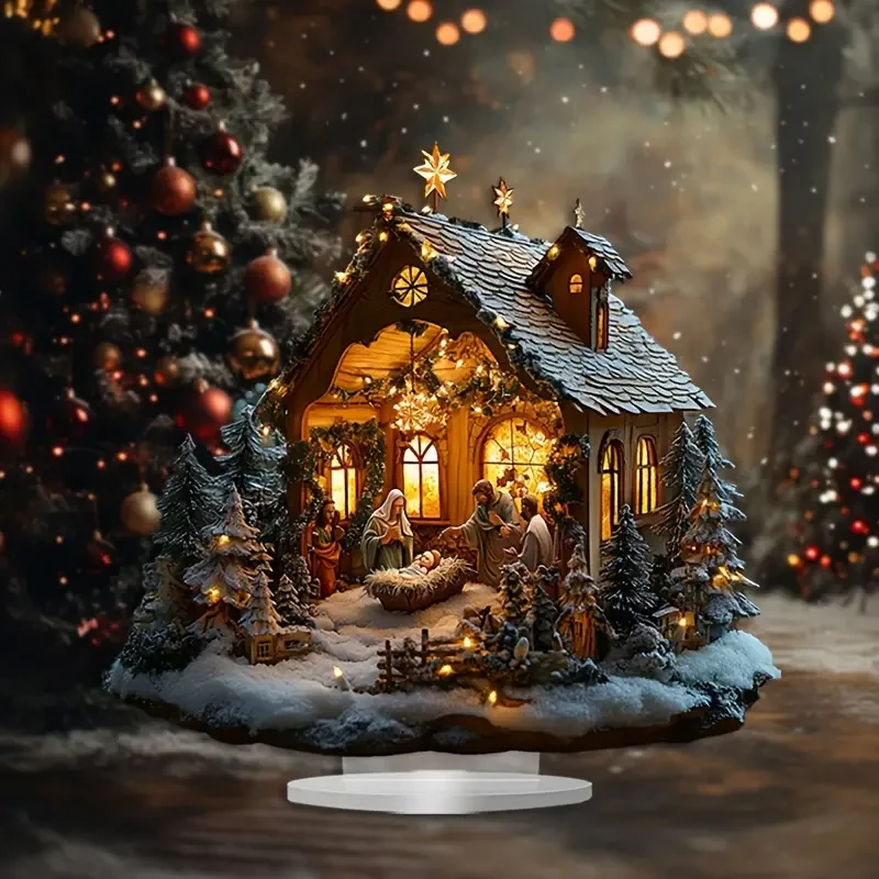 25.4x20.32 cm Bohemian Style Acrylic Nativity Scene Display Stand