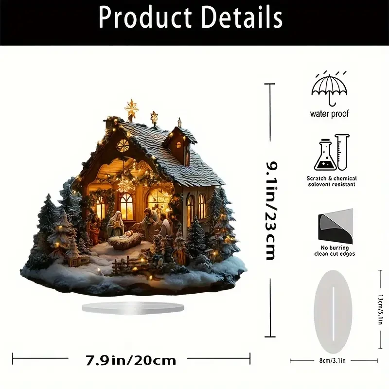 25.4x20.32 cm Bohemian Style Acrylic Nativity Scene Display Stand