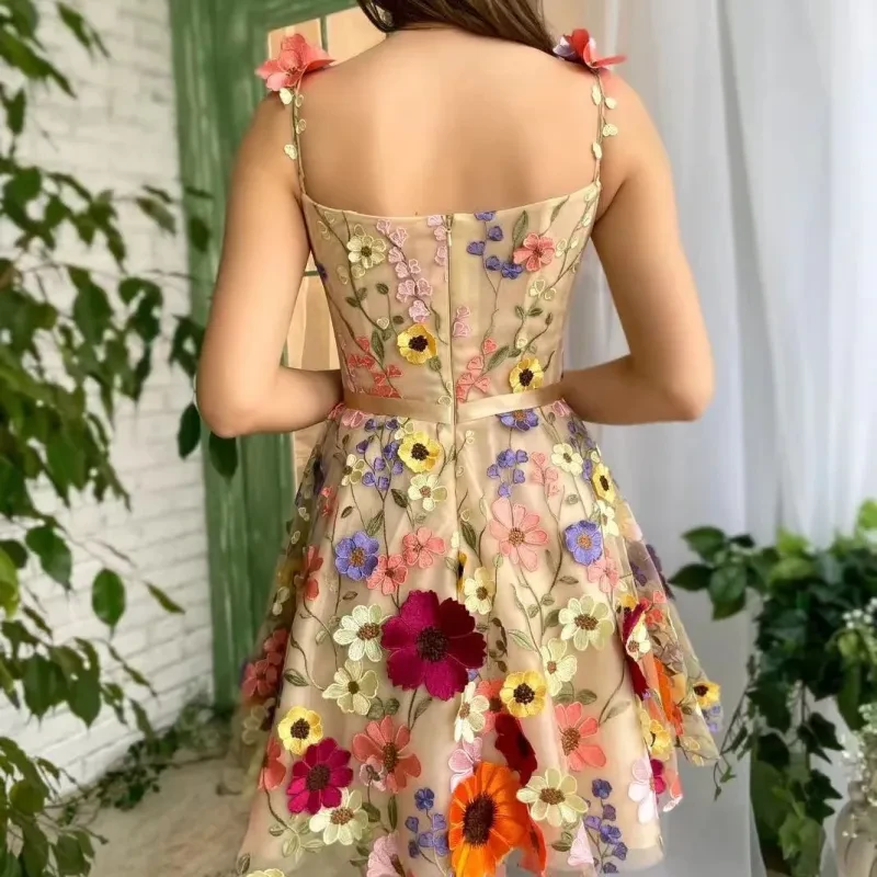 Three-dimensional Flower Embroidery Dress For Women