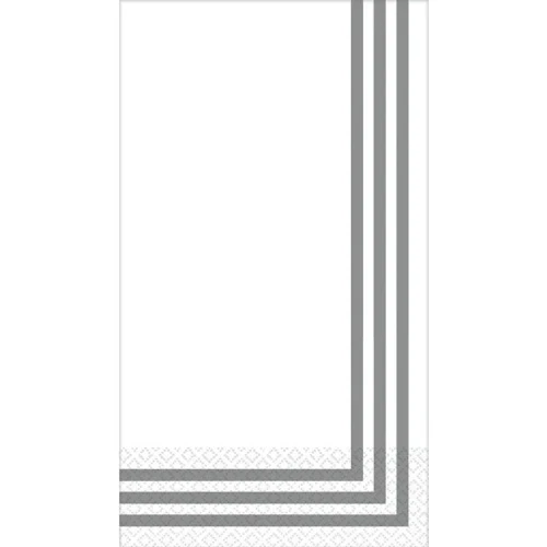 Premium Guest Towel - Classic Stripe Silver - Pack of 16
