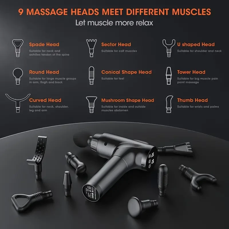 Deep Tissue Percussion Massage Gun - 4 Attachments & 30 Speed Settings
