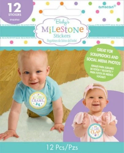 Baby Shower Stickers Milestone - Pack of 12