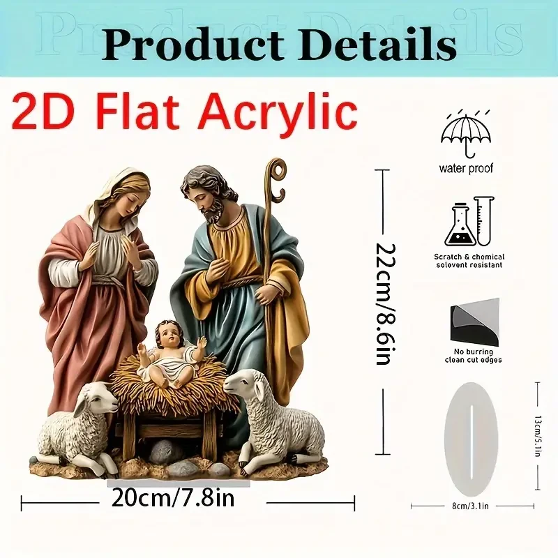 Classic Jesus Birth Acrylic Ornaments, Warm Shepherd Theme Decoration