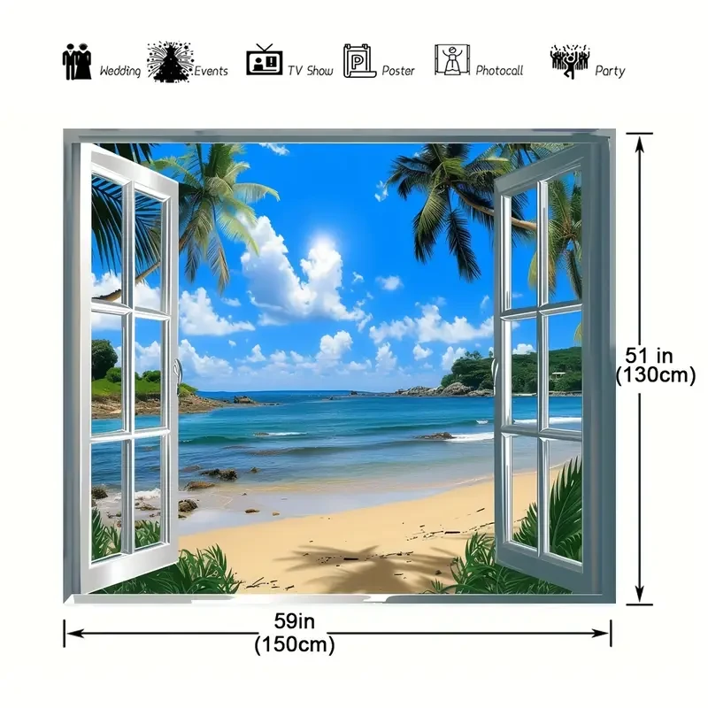 Life-Like Coconut Tree Beach Backdrop - Perfect for Romantic Wedding Photos