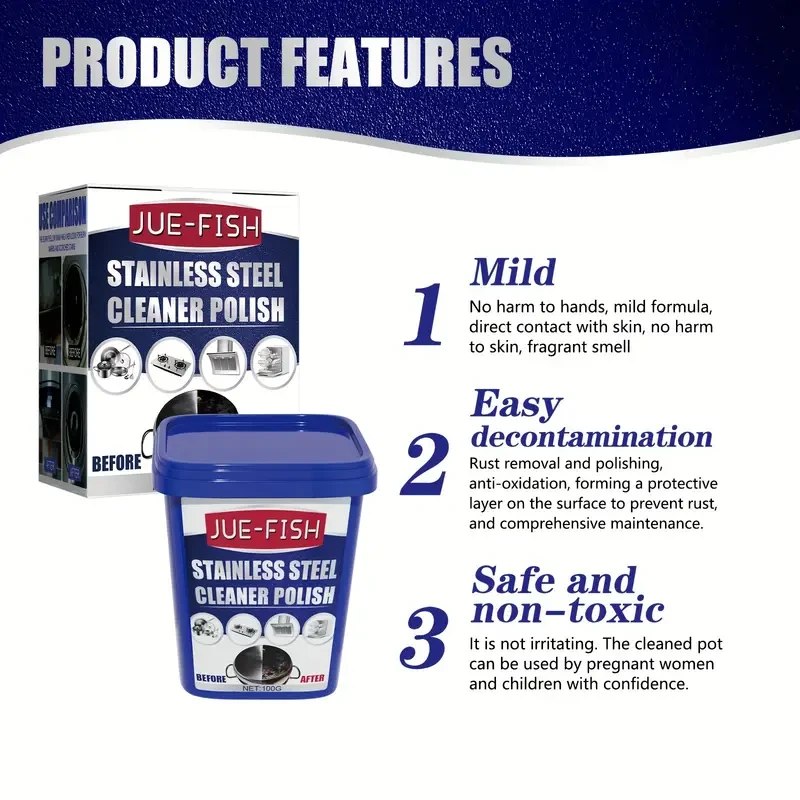 100g [Strong Dirt Removal] Stainless Steel Cleaning Paste Kitchen Stove Cleaning Paste