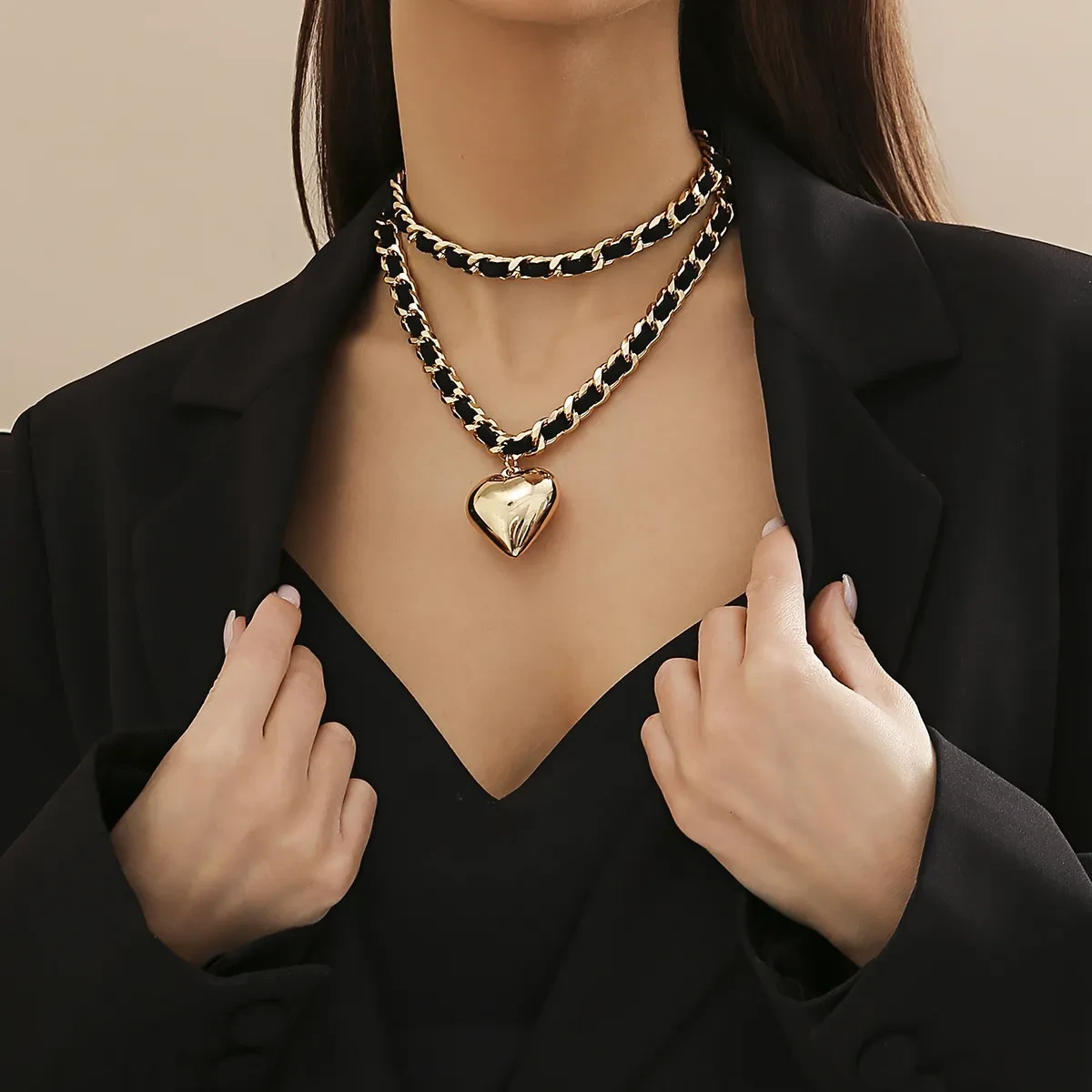 Double-Layer Big Love Necklace