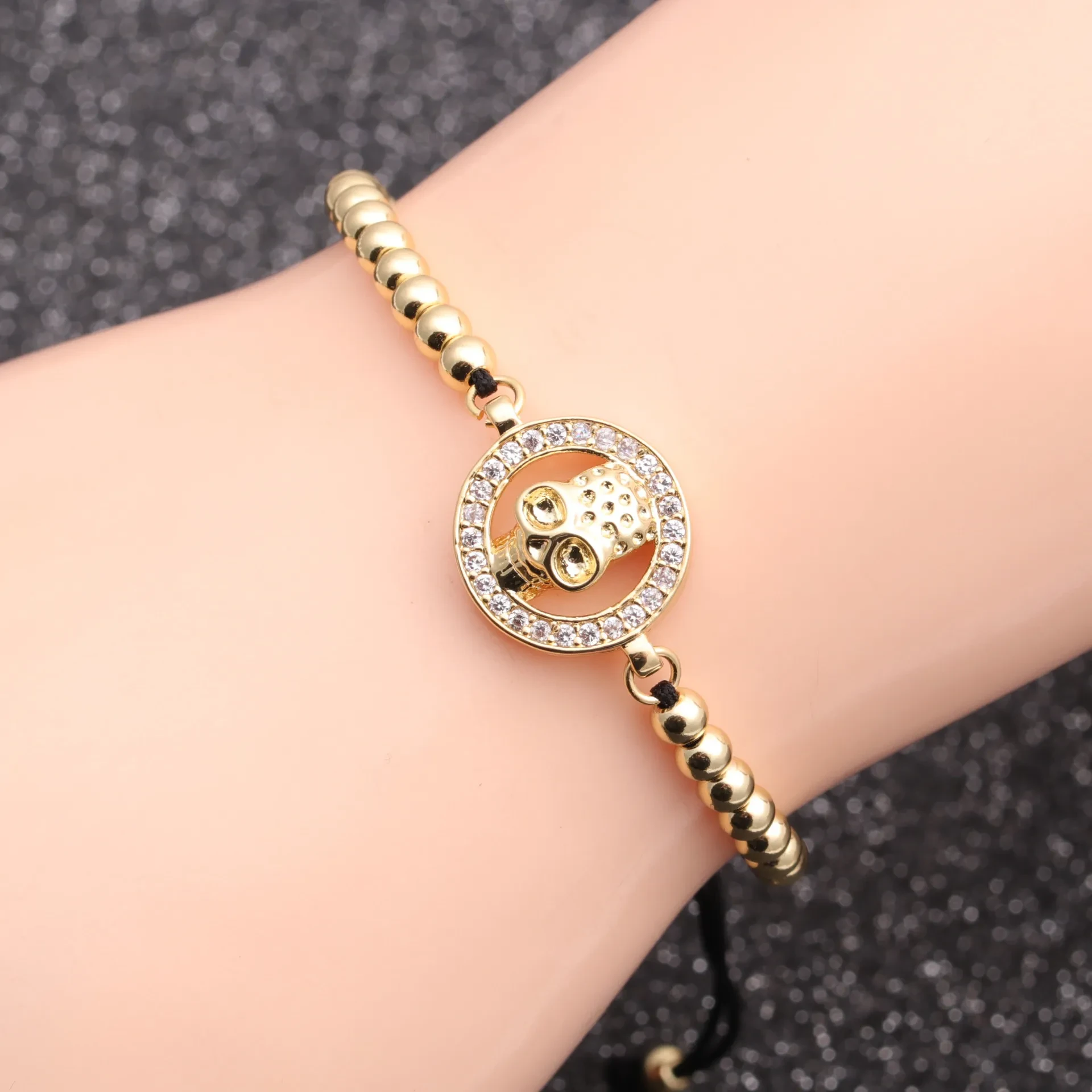 Halloween Man's Tiny Zircon Skull Bracelet