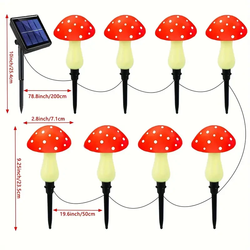 8pcs Solar Mushroom Lights  Outdoor Garden Pathway Decor, 8 Modes, IP65 Waterproof