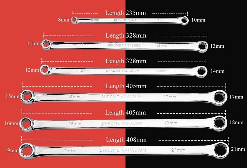 Extra Long Double Ring Spanner Wrench Set