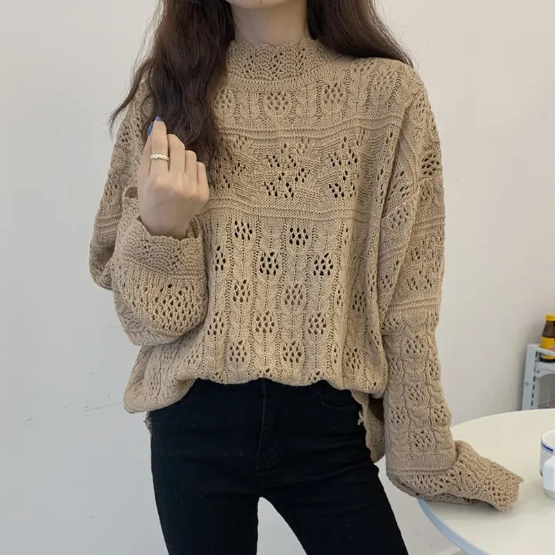 Knit Women Loose-fitting Sweater