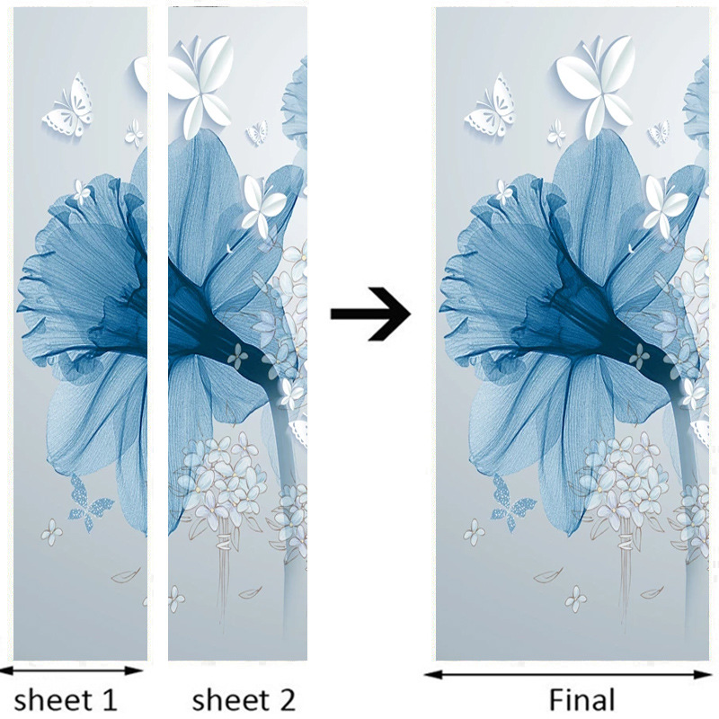 Creative Self-Adhesive 3D Blue Flower Wall Stickers Home Background