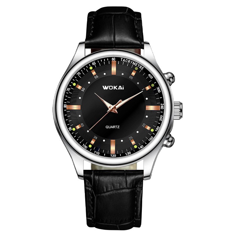 Business Mens Watch  Faux Three-Eye Roman Numeral Dial with Leather Strap