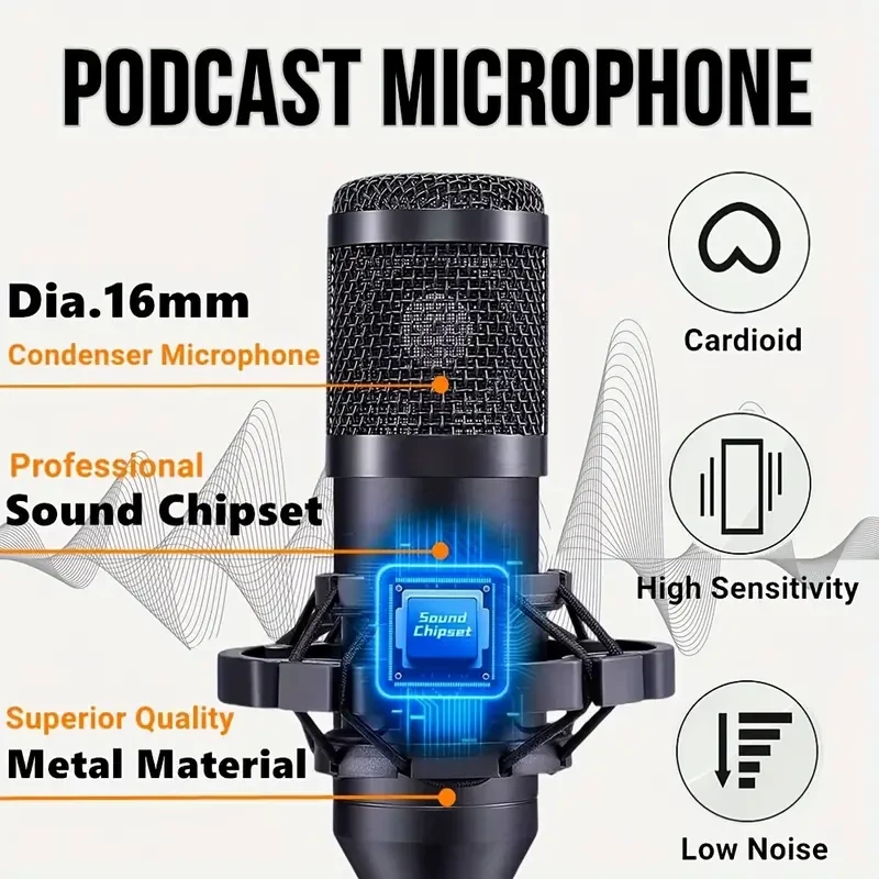 Complete Podcasting Studio Bundle - BM800 Mic with V8 Sound Card