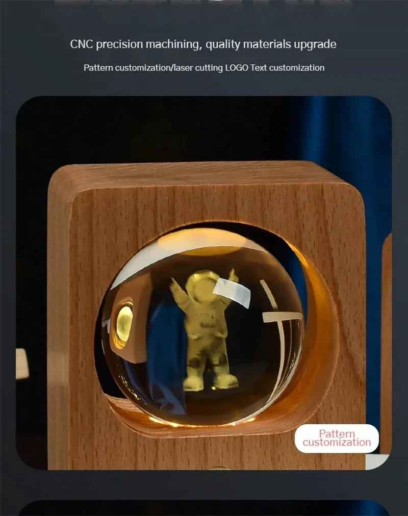 Beech Crystal Ball Night Light 3D Laser