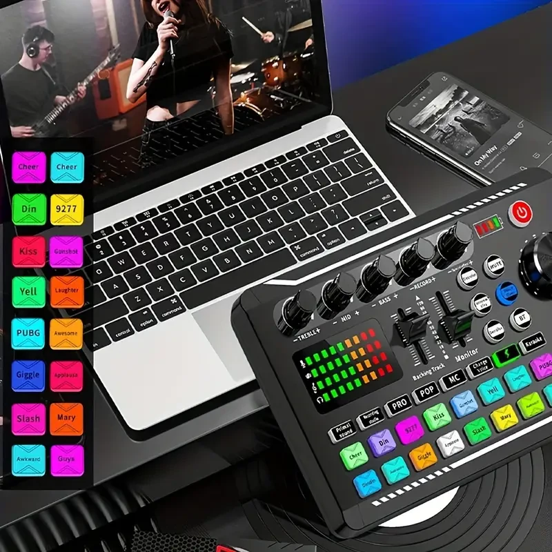 F998 Podcast Microphone Bundle - Condenser Mic with Live Sound Card Kit