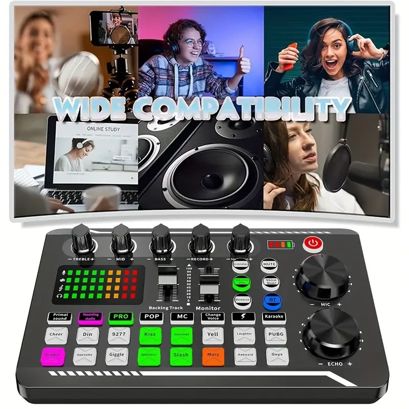 F998 Podcast Microphone Bundle - Condenser Mic with Live Sound Card Kit