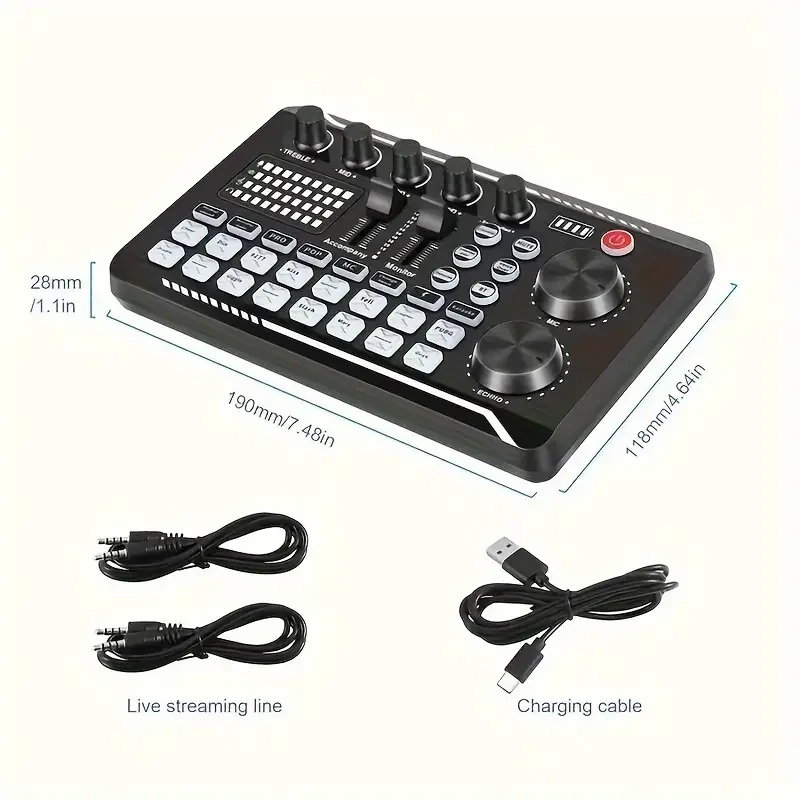 F998 Podcast Microphone Bundle - Condenser Mic with Live Sound Card Kit