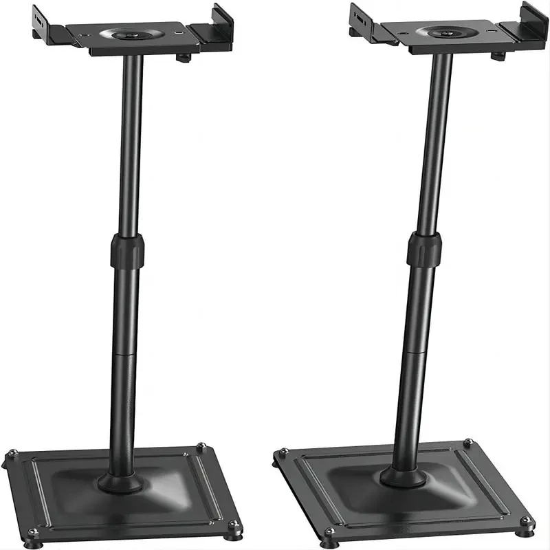 Square Base Universal Retractable Speaker Stands - Pair, Height Adjustable