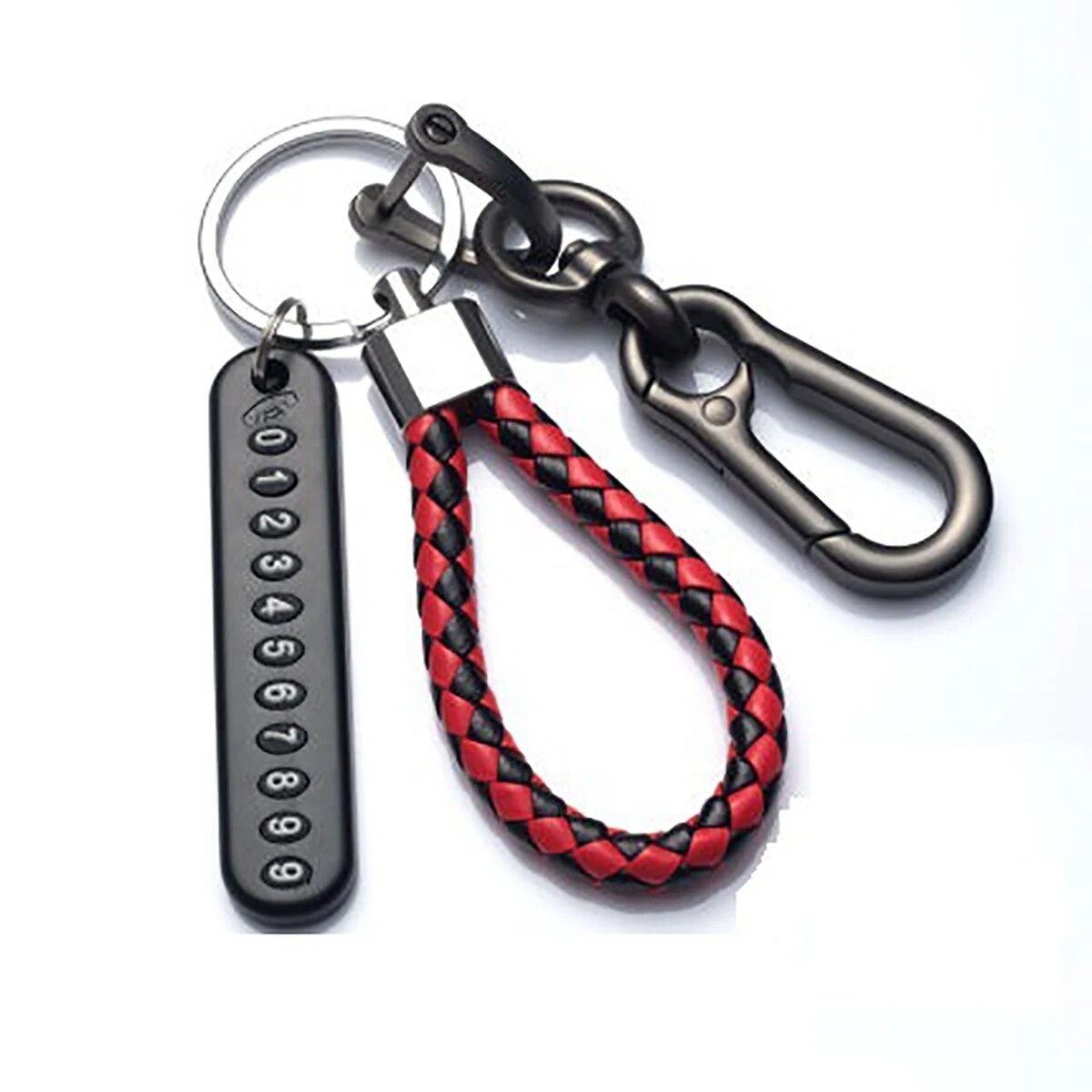 DIY Mobile Number Plate Keychain Punk Woven Leather Anti-Lost Car Keychain for Men