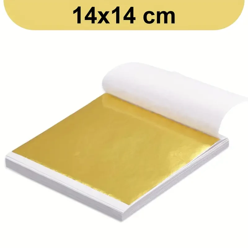 100 Sheets Golden Leaf Foil Paper Gilding Art Craft 14x14cm