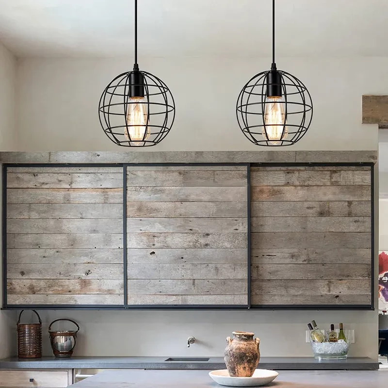 Pendant Lamp Personality Bar Iron Cage