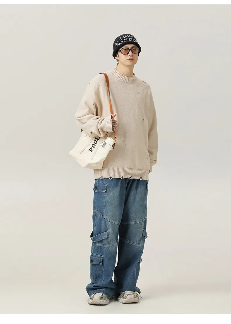 Irregular Hollow-out Ripped Chenille Velvet Sweater