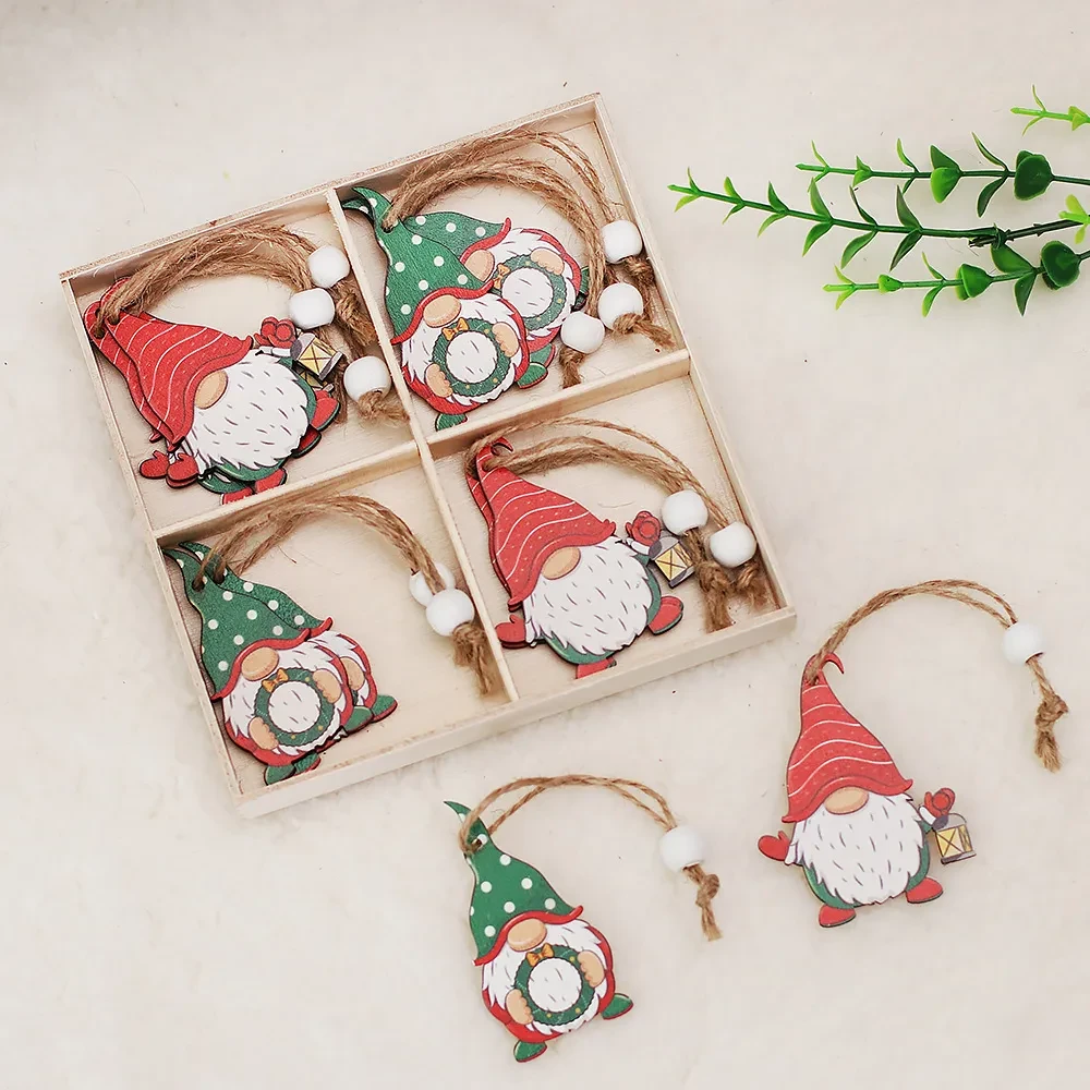 Christmas Faceless Doll Wooden Pendant Decoration Set