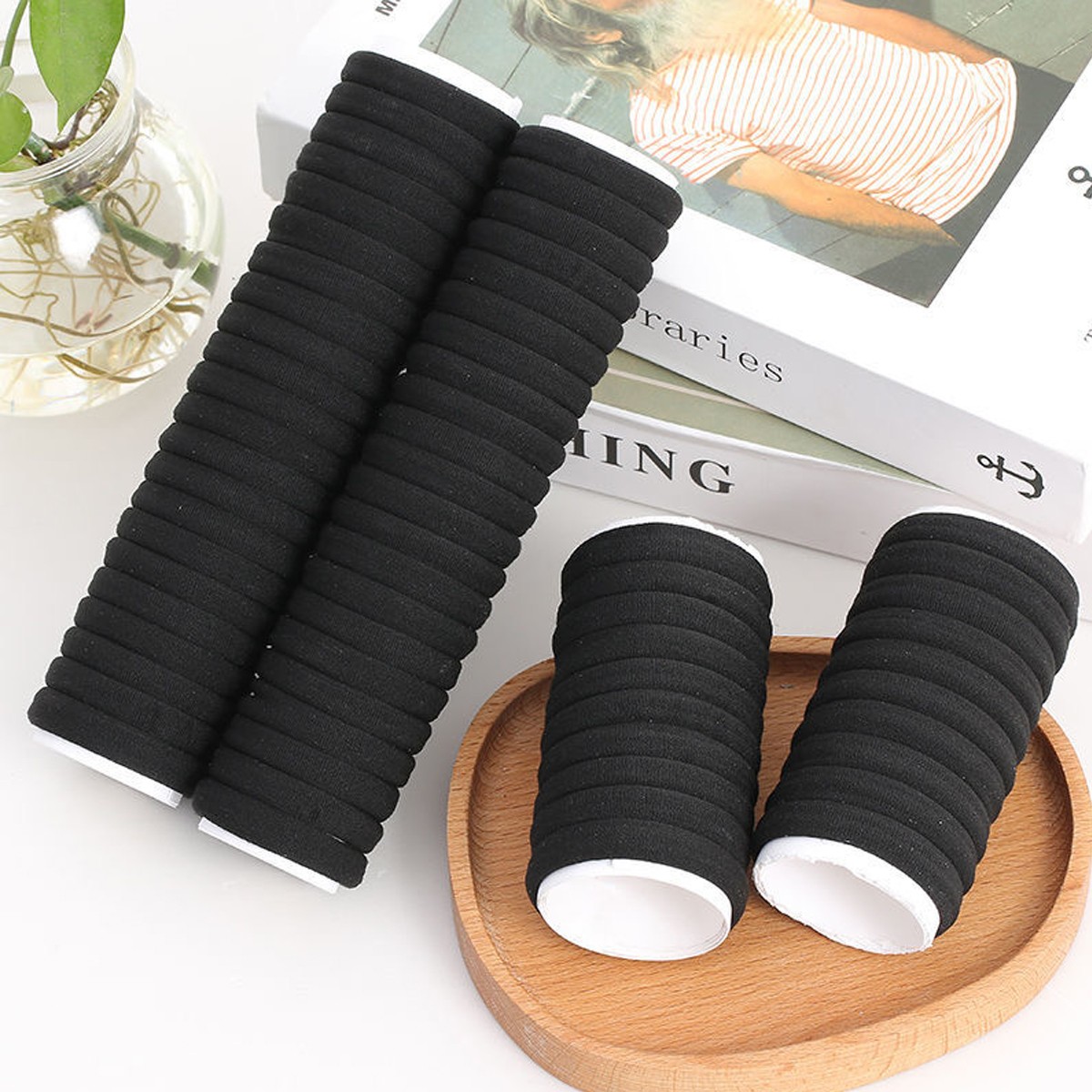 100pcs Black High-Elastic Hair Bands