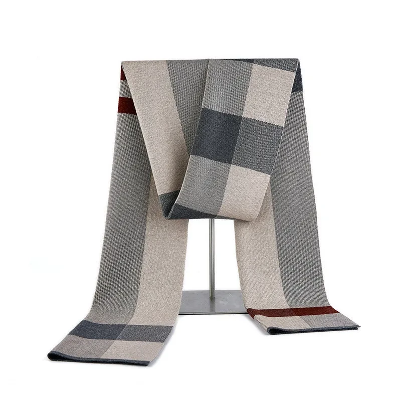 jacquard Plaid Dad Grandpa Scarf For Warmth