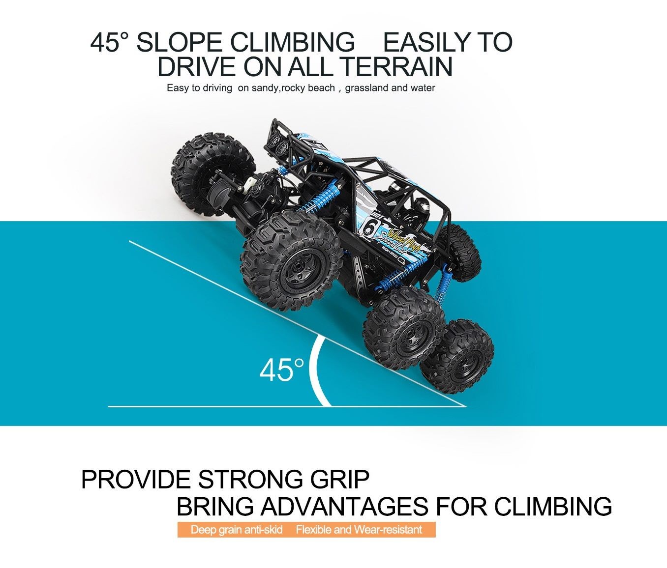 RC Car, Remote Control 6 Wheels, Waterproof Climbing Car, 1:8 Super Big, Orange