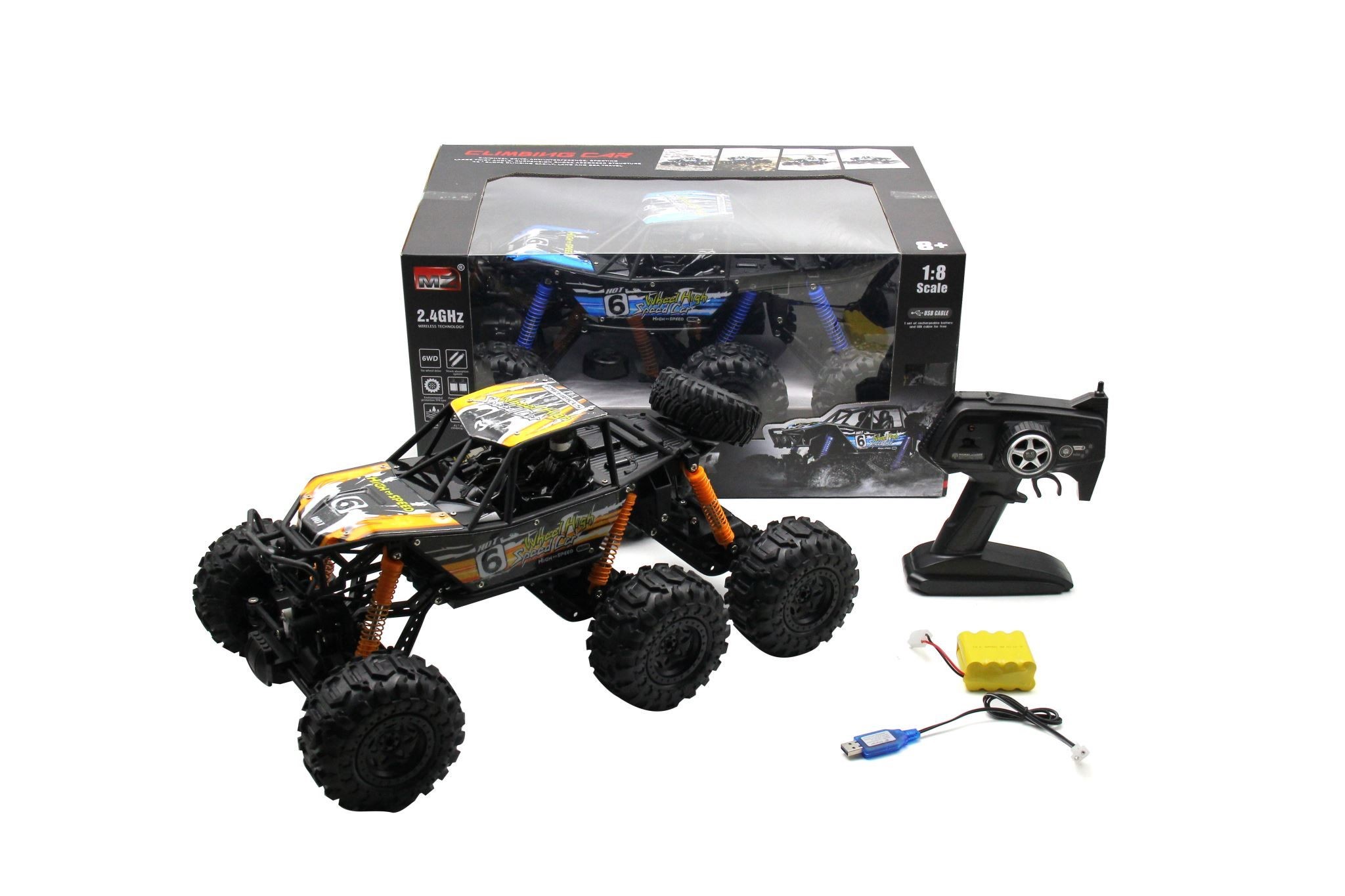 RC Car, Rechargeable, 1:10 Super Large, Off-road,High Speed, Orange