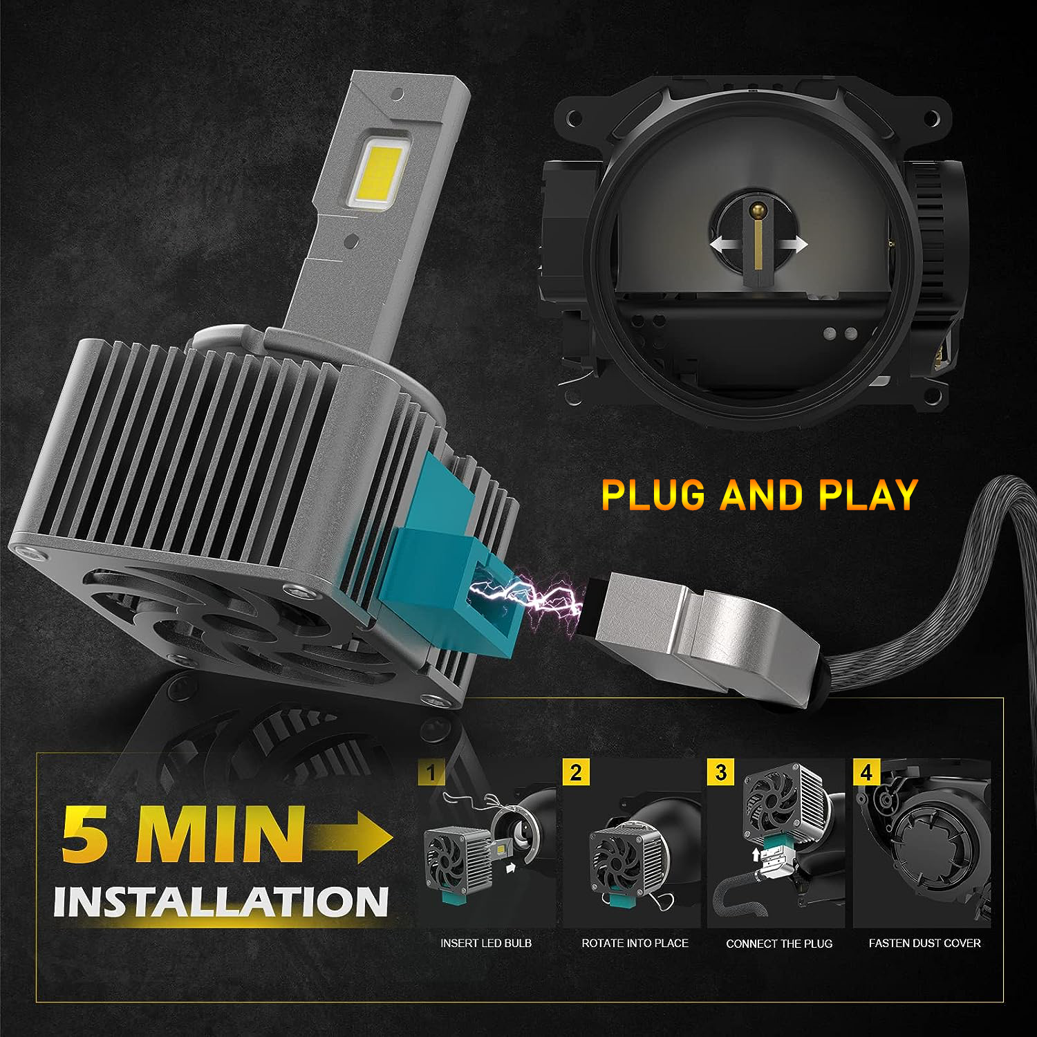 D Series D3S LED Car Headlight Bulbs  12000LM 6000K 70W HID Conversion Kit