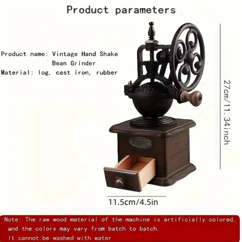 Vintage-Style Wooden Coffee Grinder