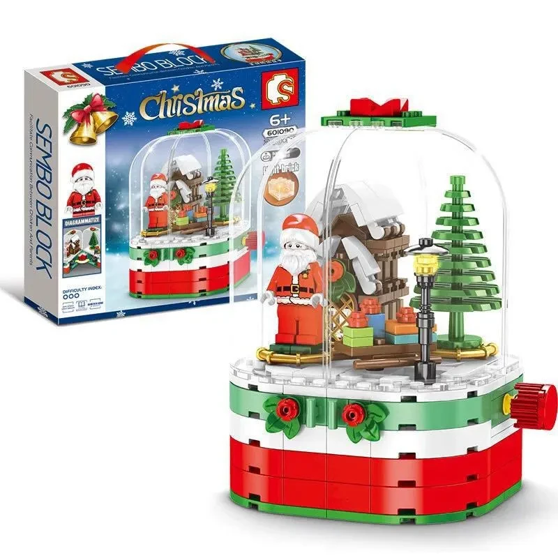 Revolving Christmas house assembled building blocks