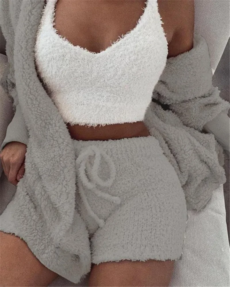3pcs Womens Clothing Long Sleeve Crop Tank Top