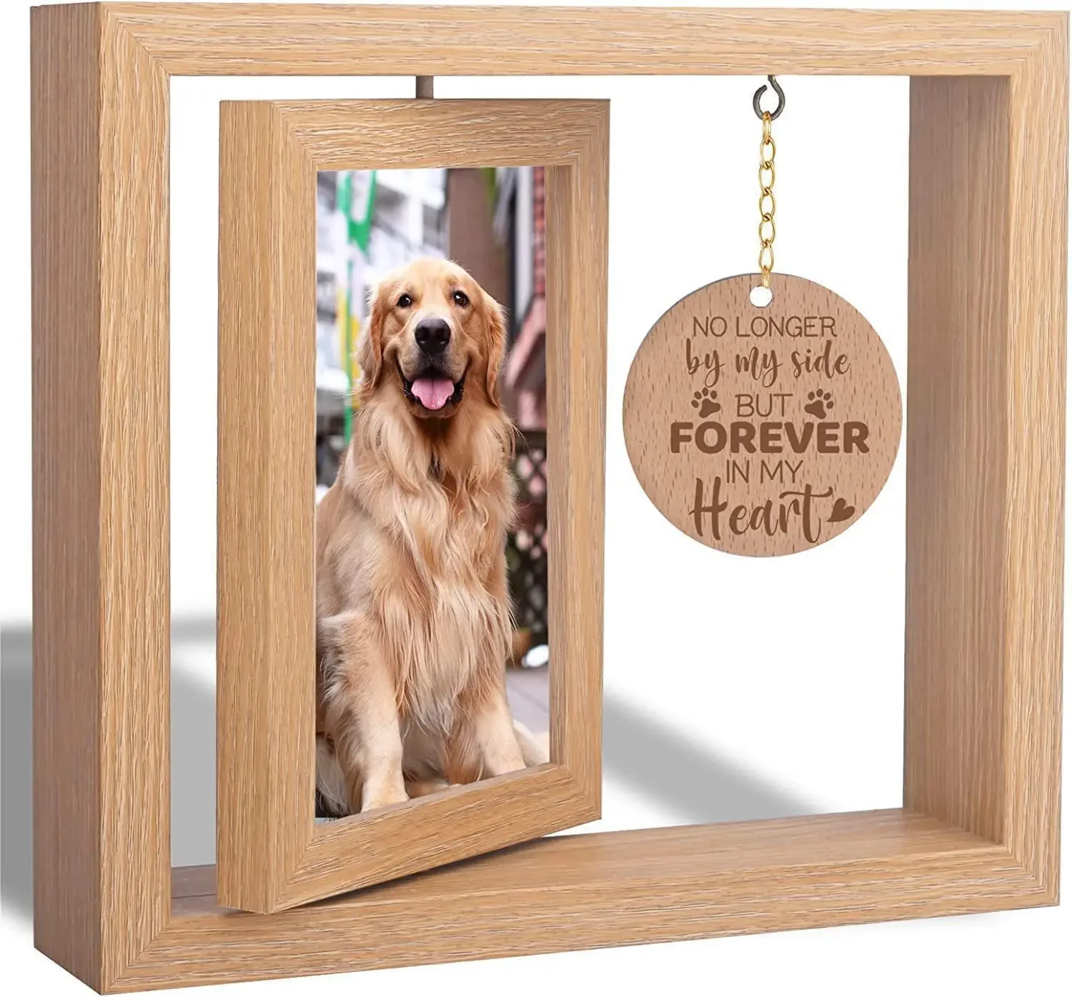 Postcard Photo Solid Wood Photo Frame Rotatable Desktop Decoration