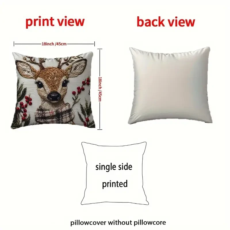 Charming Christmas Reindeer 45.72x45.72 cm Throw Pillow Cover