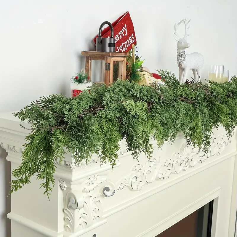 1pc 179.98cm Festive Pine Wreath, Green Cypress Garland