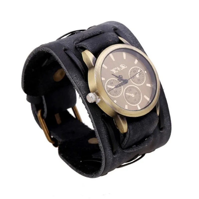 Retro Punk Cowhide Men's Wrist Watches