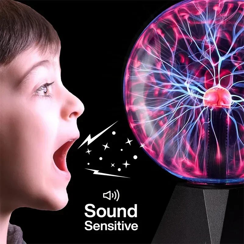 8-Inch Sound Control Magic Plasma Ball Lamp - LED Night Light