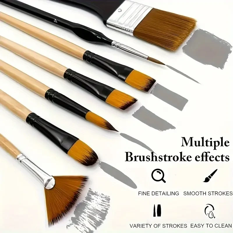 32pcs Artist Paint Brush Set with Nylon Bristles