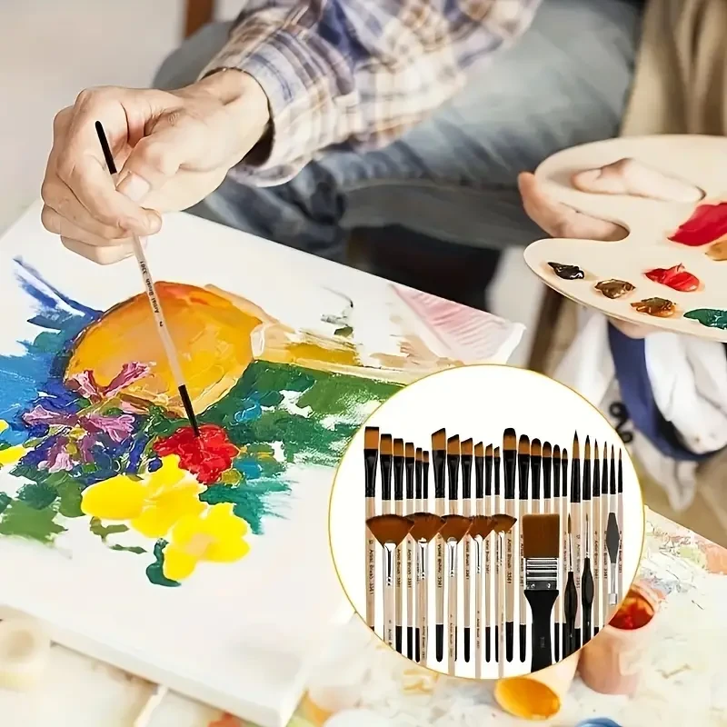 32pcs Artist Paint Brush Set with Nylon Bristles