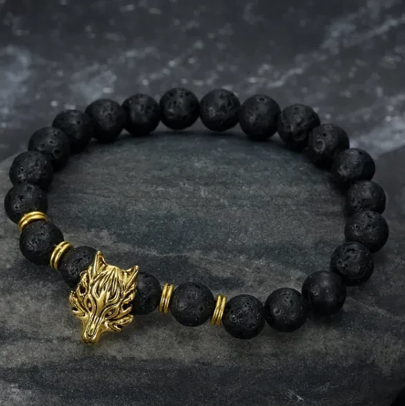 Asgard Grey Wolf Head Bracelet