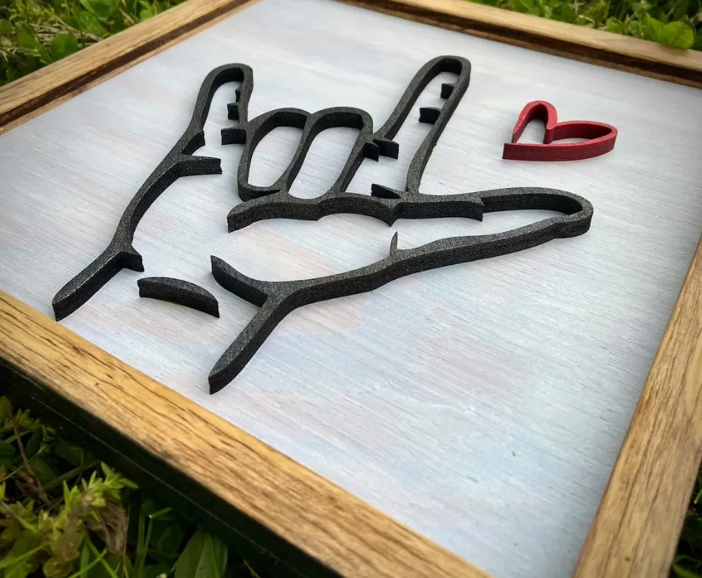 Sign Language I Love You Wooden Photo Frame
