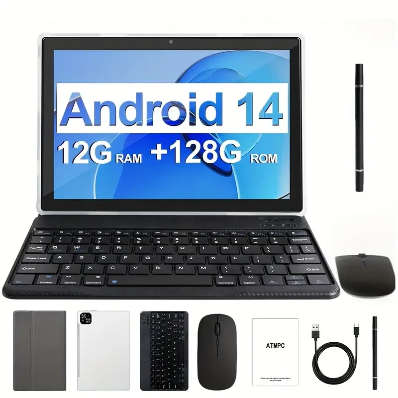 Tablet 25.65 Cm Android 14 OS Tablet, 2 In 1 Tablets With Keyboard