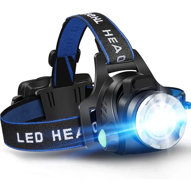 Rechargeable LED Headlamp Powerful, Zoomable, Waterproof Headlight
